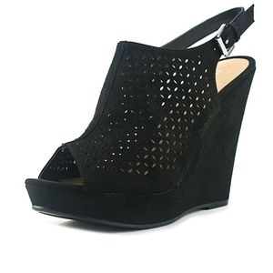 Ladies black wedge sangals